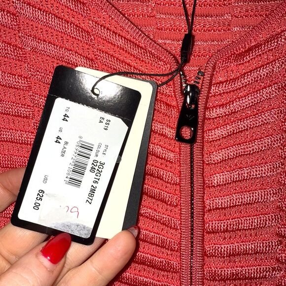 Emporio Armani Zip Up Cardigan Sweater Blazer - Coral 44/12 - Picture 5 of 8